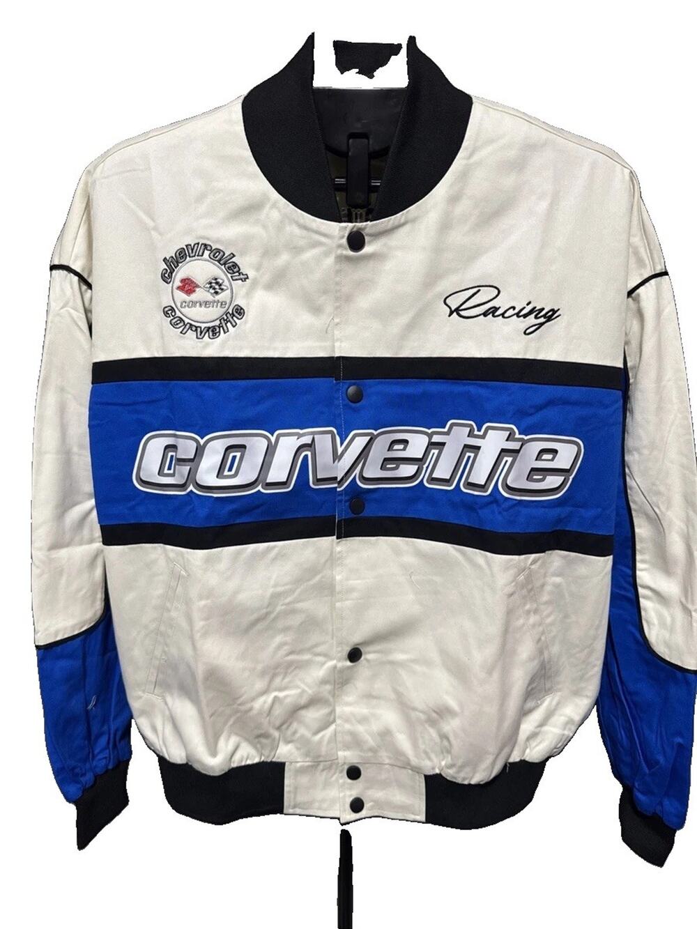 Chevrolet Corvette Racing Varsity Jacket White/Blue/Black Sz Med Chemistry
